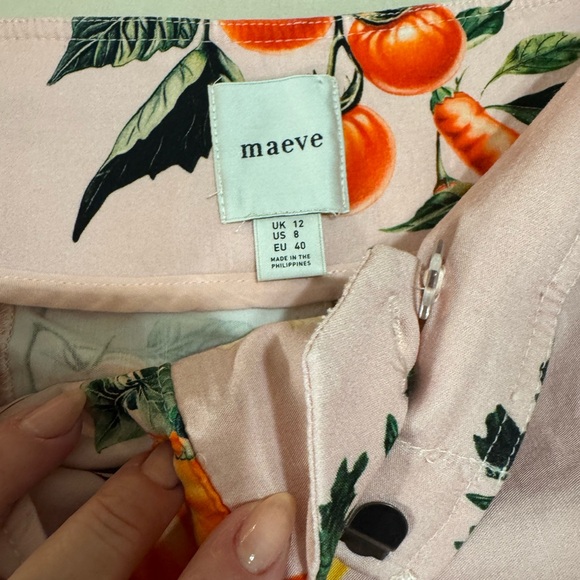 Maeve Pink Vegetable Print Wide Leg Pants - Picture 5 of 7